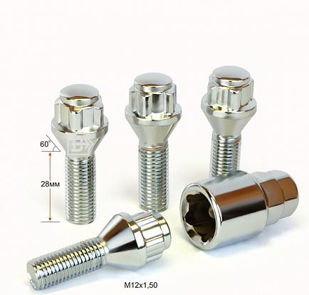 Болт колеса секр. m12*1,5*28 Хром Конус с выступом - Вектор 375110H1