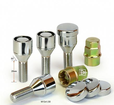 Болт колесный m12*28*1,5 (секрет., конус, вращ. кольцо, колпачок, 2 ключ) - Вектор 375110Х2