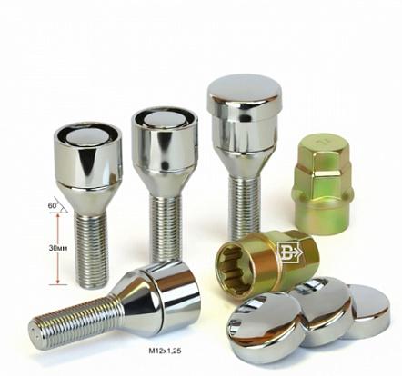 Болт колесный m12*30*1,25 (секрет., конус, вращ. кольцо, колпачок, 2 ключа) - Вектор 372120Х2