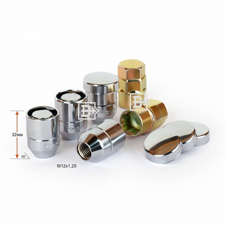 Гайка колесная m12*32*1,25 (конус вращ.кольцо, колпачок, закрыт. 2 ключа ) - Вектор 416344Х2