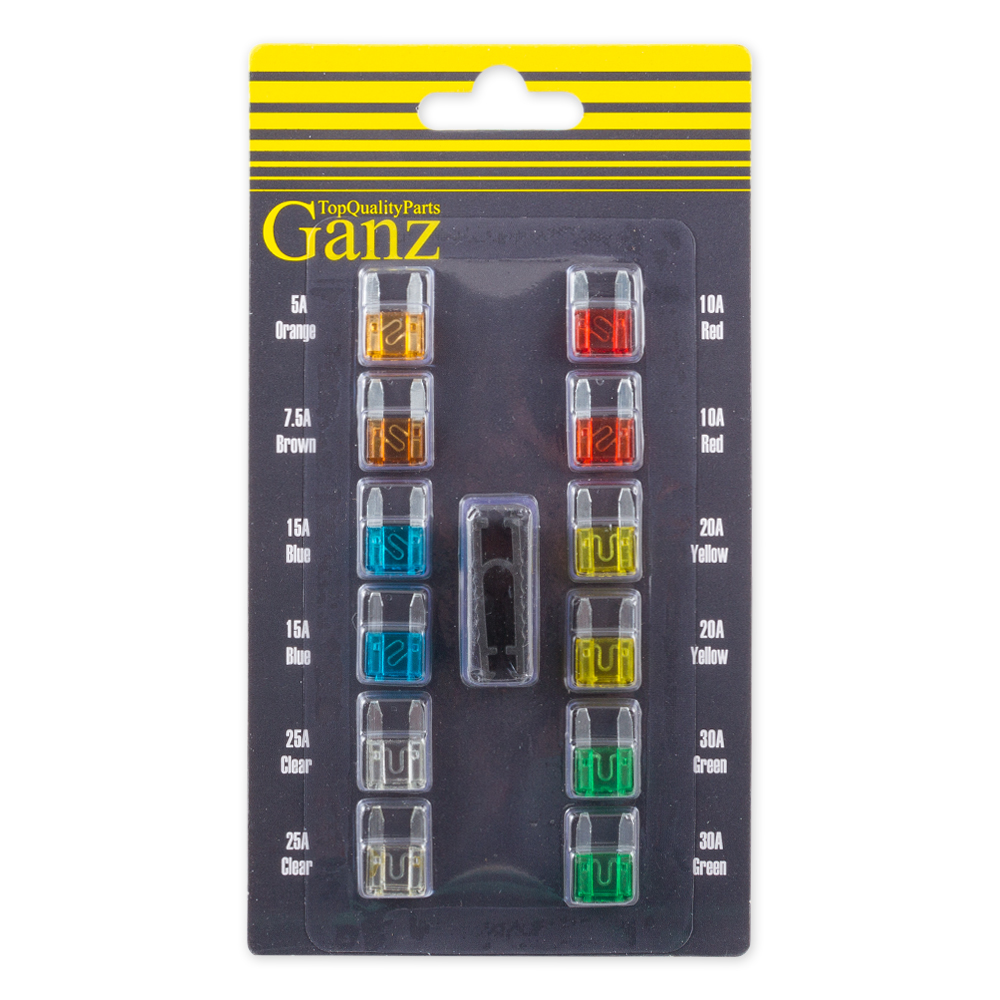 Предохранители плавкие к-т mini 12шт - GANZ GRP15002