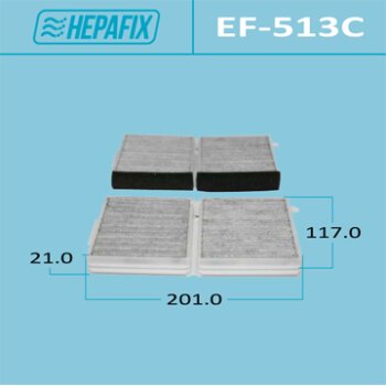 Салонный фильтр ac-513c hepafix угольный (1/66) (2шт.в уп.) - Hepafix EF-513C