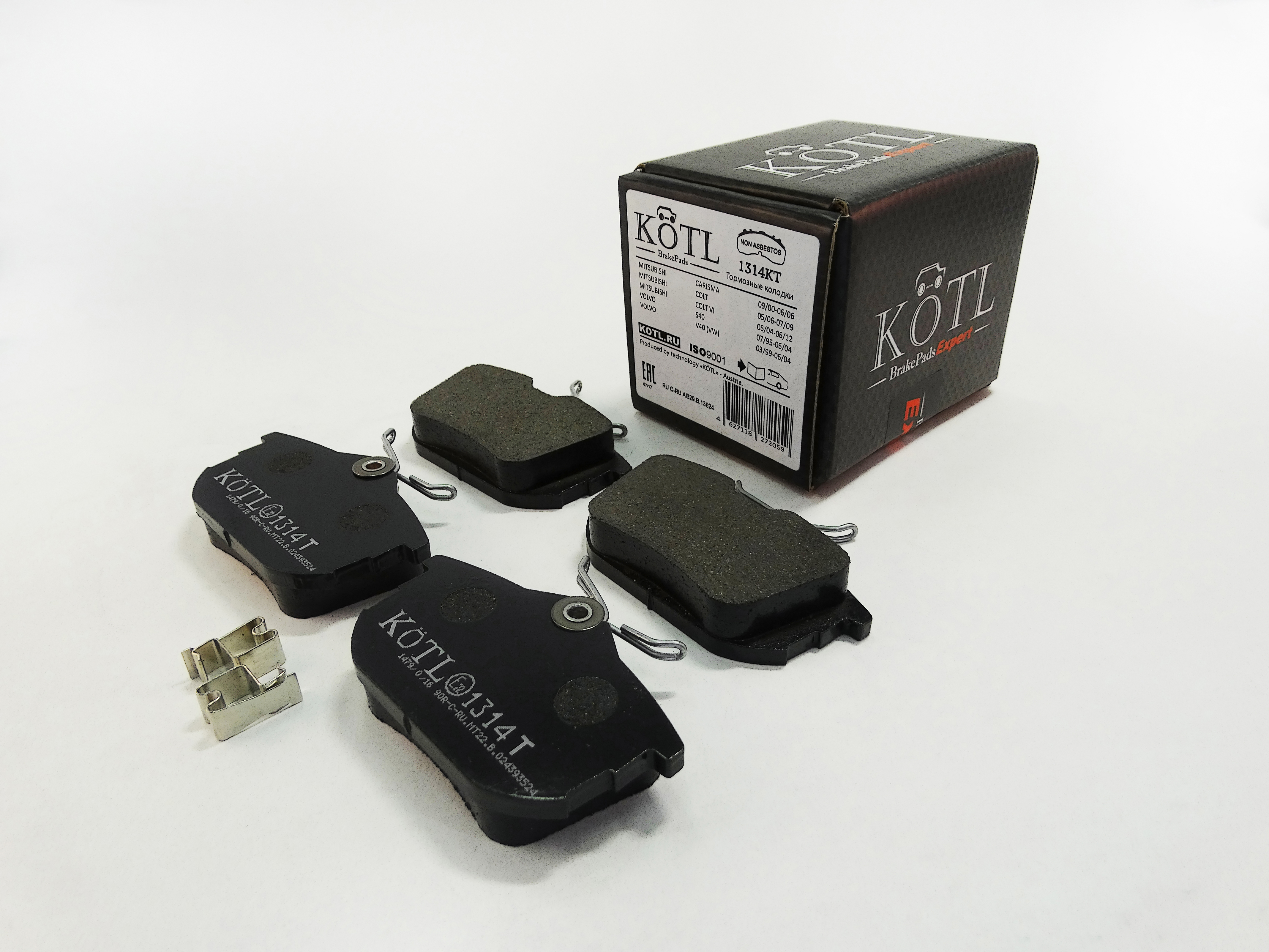 Колодки тормозные mitsubishi colt 04>/smart forfour 05>/volvo s40/v40 задние   | зад | - KoTL 1314KT
