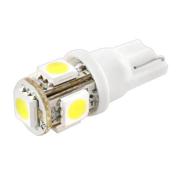 Лампа подсветки светодиодная T10 12V skyway (5 SMD диодов без цоколя 1-контактная Белая) - SKYWAY S08201124