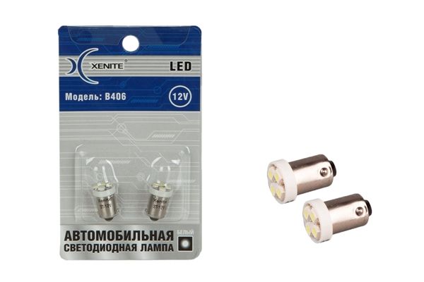 Лампа подсветки светодиодная T4W 12V xenite (4 диода 2835 SMD с цоколем ba9s) (2 шт.) - XENITE 1 009 229