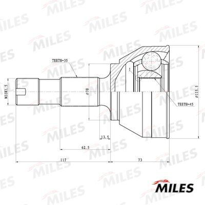 Шрус citroen jumper fiat ducato peugeot boxer 19d-28td 94-02 нар Miles GA20071 3780₽