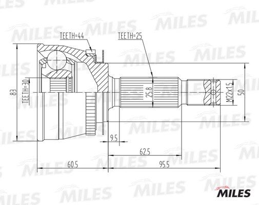 Шрус наружний ком/кт hyundai matrix ABS - Miles GA20552