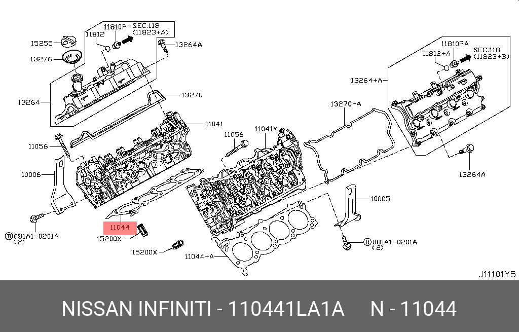 Прокладка головки блока цилиндров 11044-1La1A - Nissan 11044-1LA1A