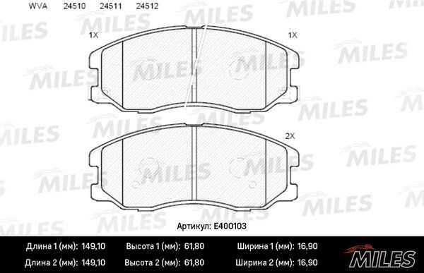 Колодки тормозные chevrolet captiva/opel antara 2.0d/2.4/3.2 07- передние - Miles E400103