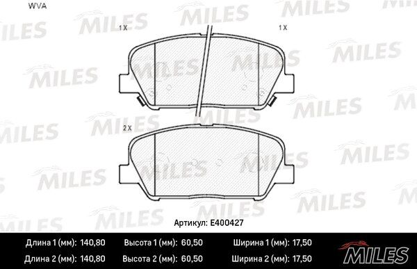 Колодки тормозные hyundai i30/ELANTRA 11-/ceed R16 12- передние - Miles E400427