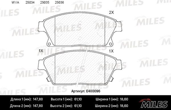 Колодки тормозные chevrolet cruze/opel astra j 16 10- передние - Miles E400096