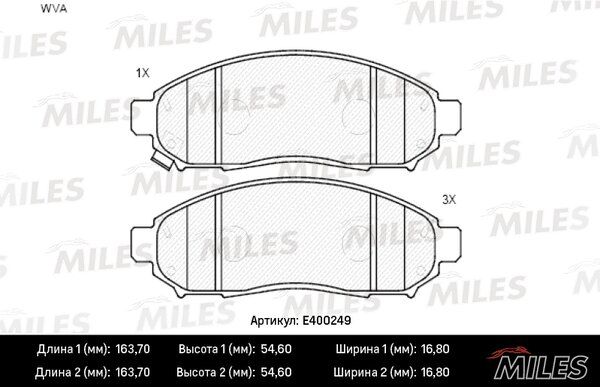 Колодки тормозные nissan navara/pathfinder 2.5d 05- передние - Miles E400249