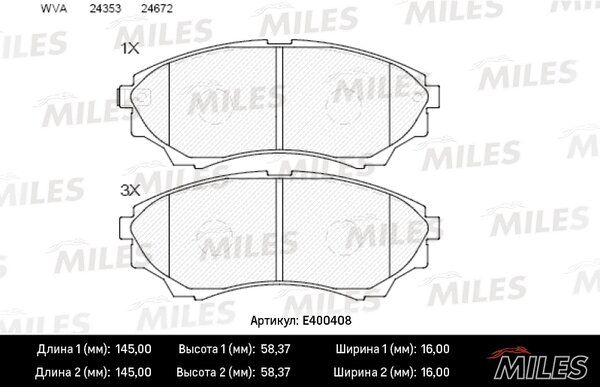 Колодки тормозные ford ranger 99-/mazda b-serie 99- /bt-50 06- передние - Miles E400408