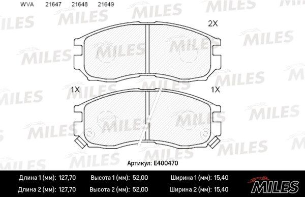 Колодки тормозные mitsubishi galant/lancer 1.8-2.0 88-00 передние - Miles E400470