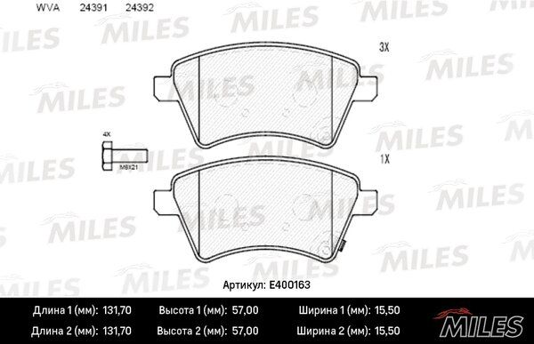 Колодки тормозные suzuki SX4 06- (Венгерская сборка) передние - Miles E400163