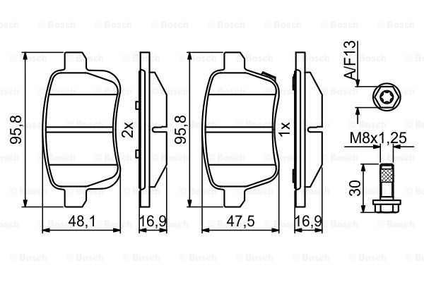 Комплект тормозных колодок | зад | - Bosch 0 986 494 825
