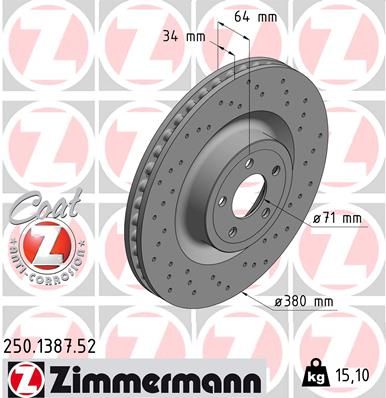 Тормозной диск - Zimmermann 250.1387.52