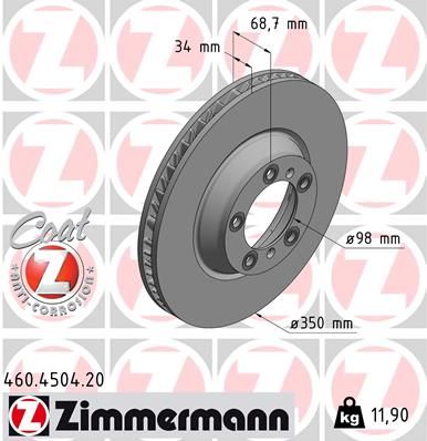 Тормозной диск | перед | - Zimmermann 460.4504.20