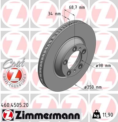 Тормозной диск | перед | - Zimmermann 460.4505.20