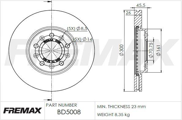 Тормозной диск | перед | - FREMAX BD-5008