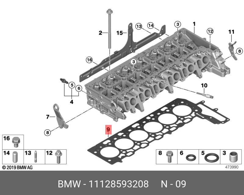Уплотн. прокладка головки блока цилиндро - BMW 11 12 8 593 208