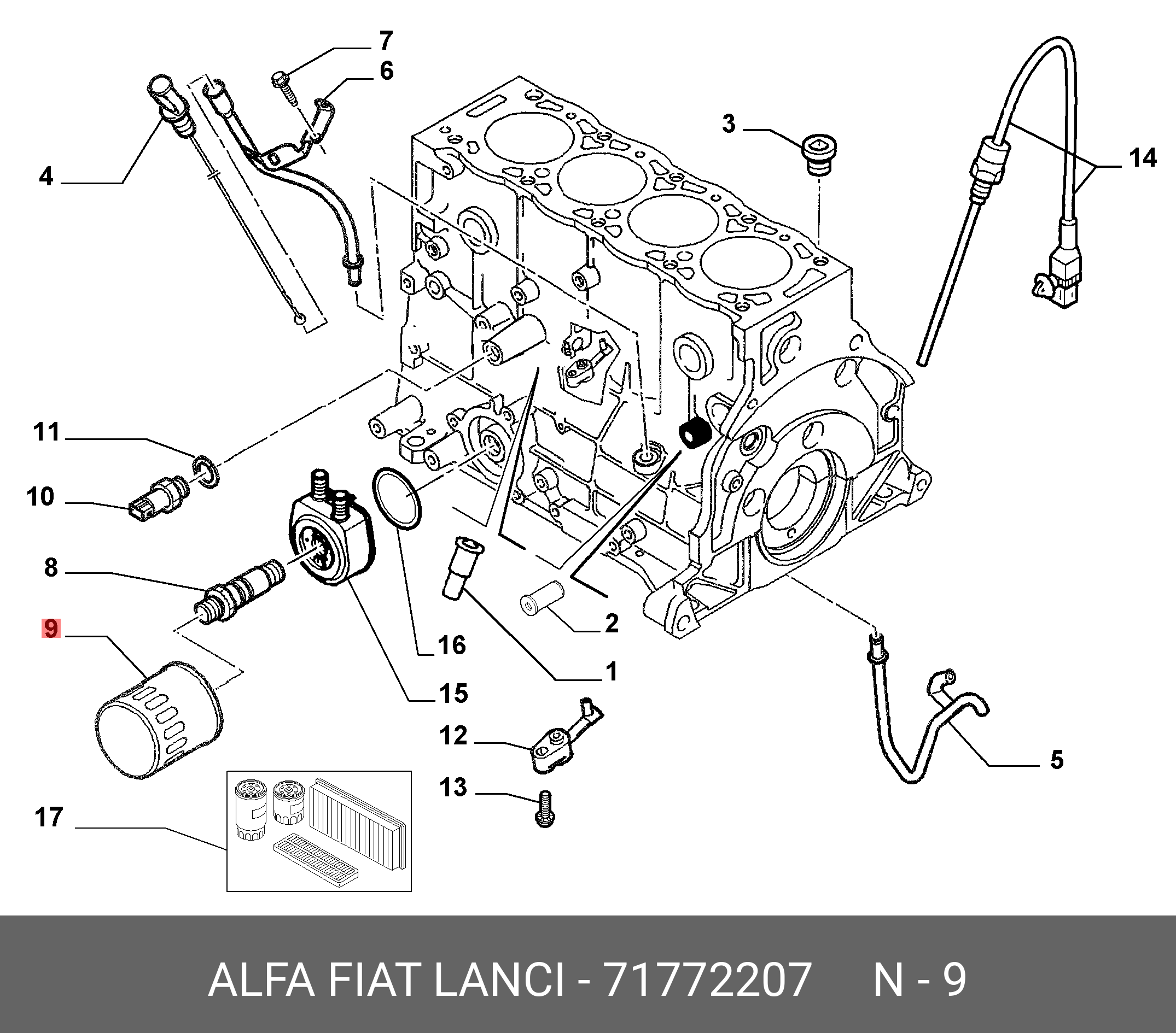 Фильтр масляный - Fiat/Alfa/Lancia 71772207