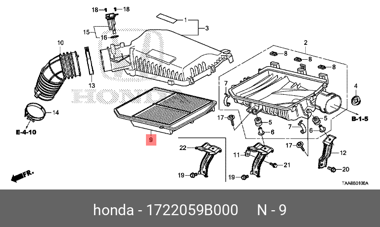 Фильтр воздушный - Honda 17220-59B-000