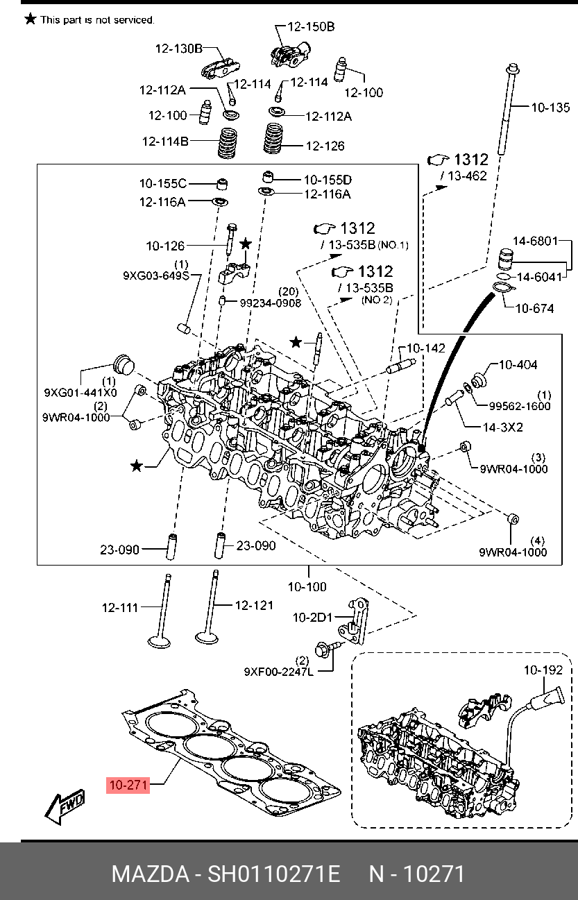 Прокладка головки блока цилиндров - Mazda SH01-10-271E