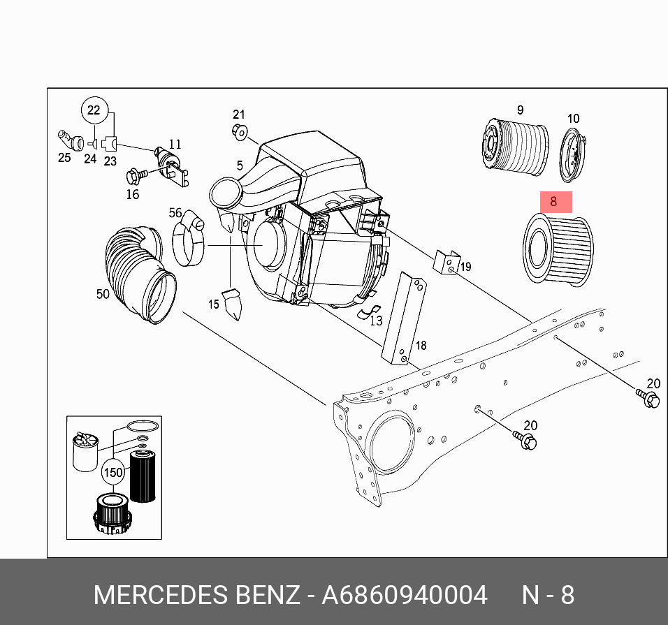 Фильтр воздушный - Mercedes A 686 094 00 04