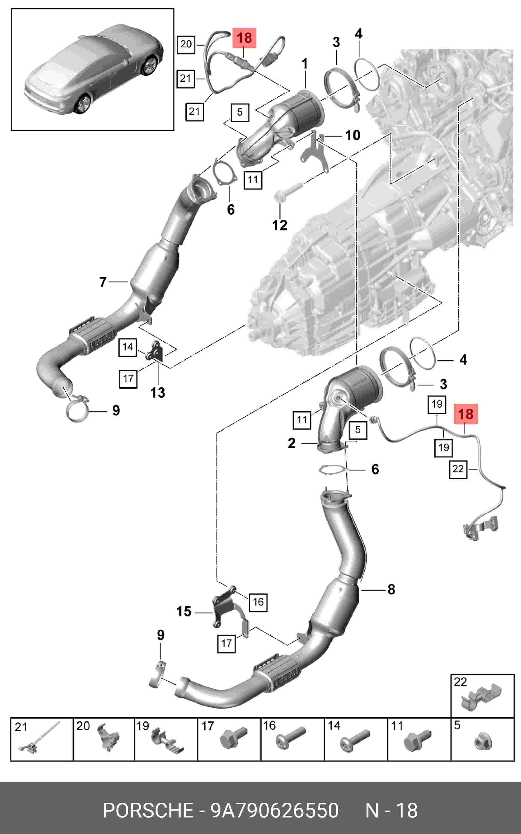 Датчик кислородный (лямбда-зонд) - Porsche 9A7 906 265 50