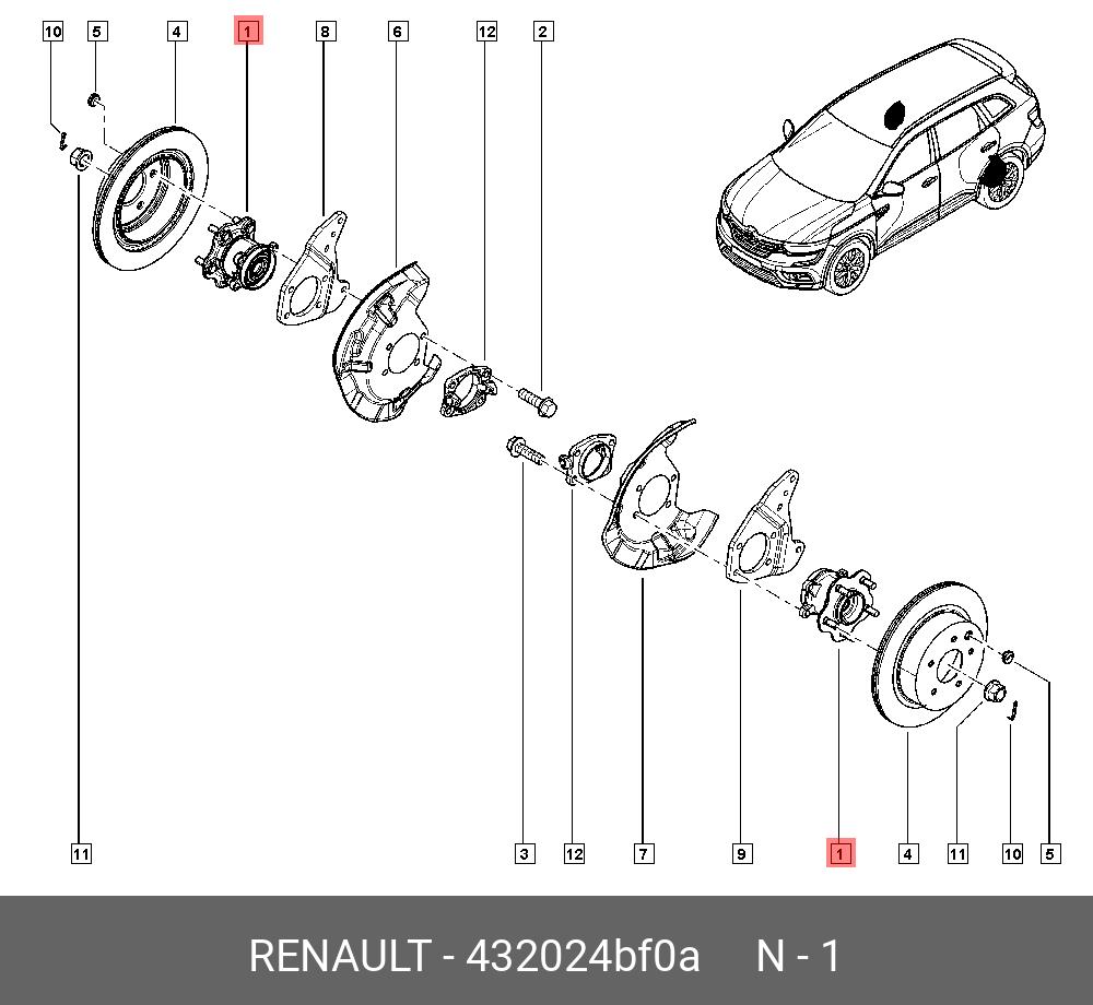 Ступица колеса | зад лев | - Renault 43 20 24B F0A