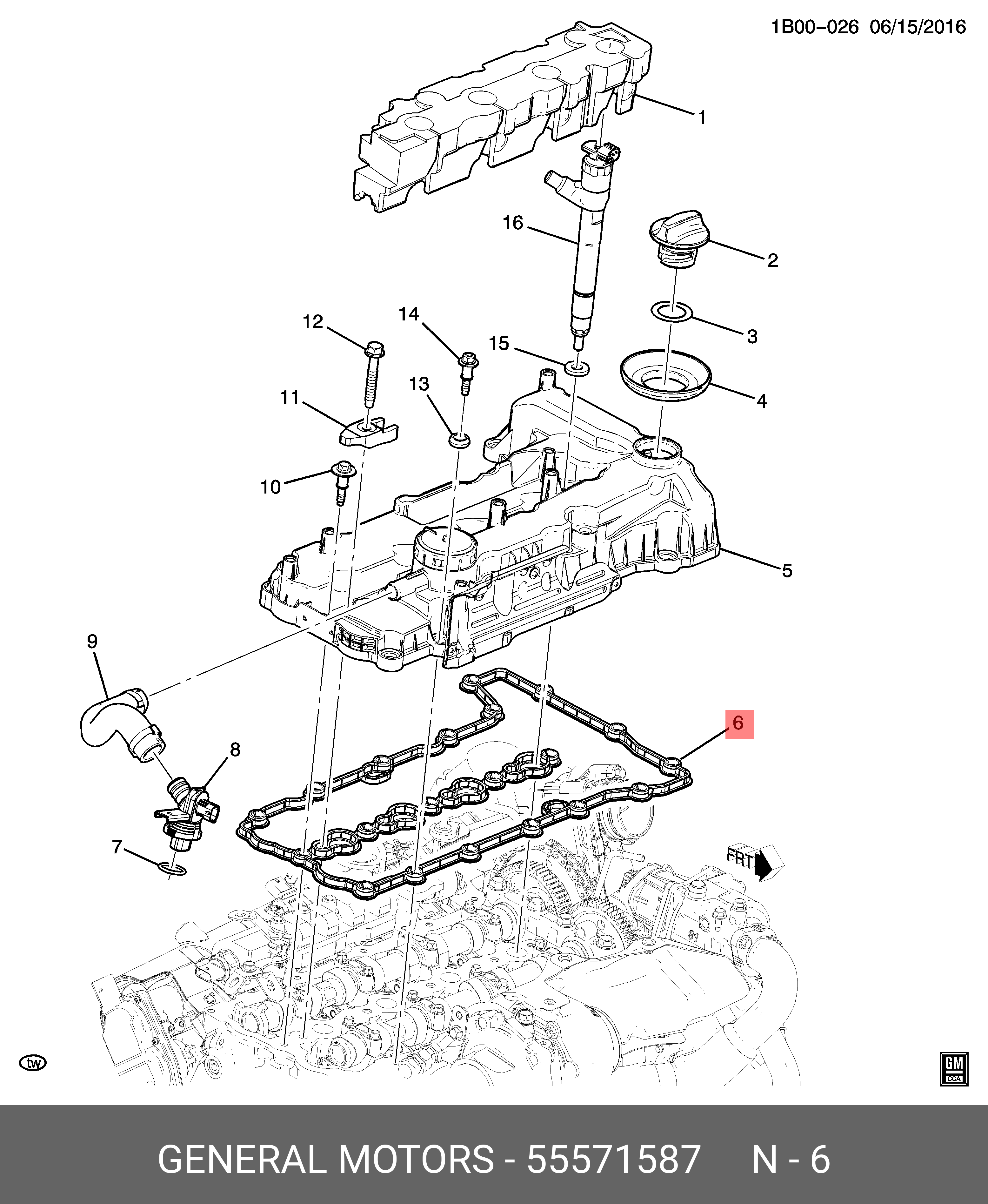 Прокладка крышки клапанов - GM 55571587