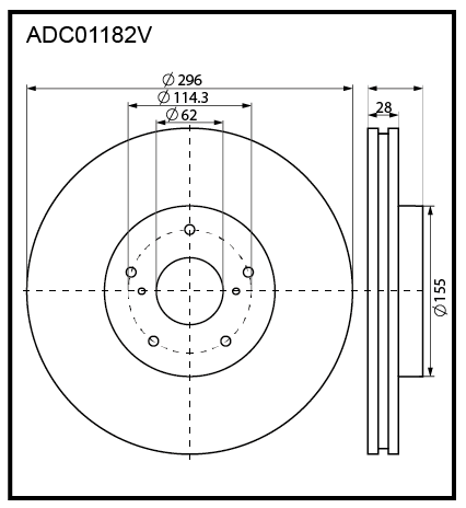 Диск тормозной | перед | - Allied Nippon ADC01182V