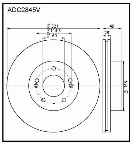 Диск тормозной | перед | - Allied Nippon ADC2845V