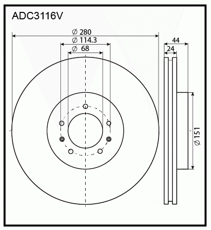 Диск тормозной | перед | - Allied Nippon ADC3116V