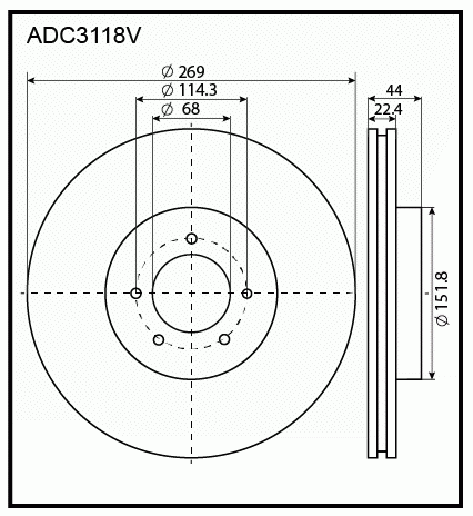 Диск тормозной | перед | - Allied Nippon ADC3118V