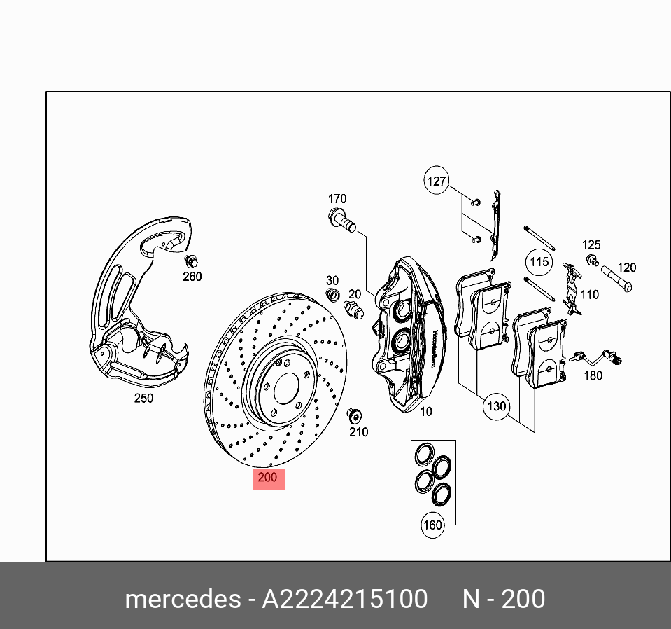 Тормозной диск передний - Mercedes a2224215100