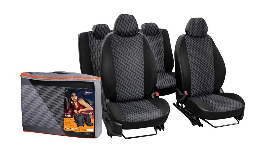 Чехлы для Renault Duster (17-) Лима, 11 пред., задн.спин. 1/3, жаккард-кожзам, черн. - AIRLINE ACCS-L-51
