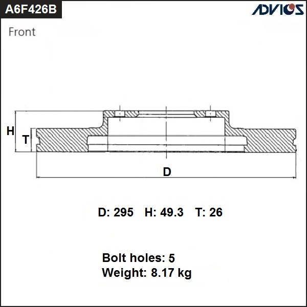 Диск тормозной пер. - ADVICS A6F426B