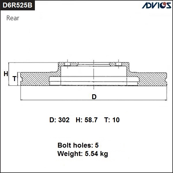 Диск тормозной зад. - ADVICS D6R525B