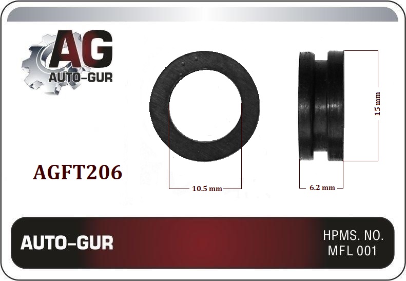 Кольцо топливной форсунки 15*10,5*6,2mm - Auto-GUR AGFT206