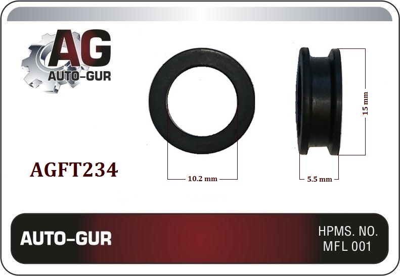 Кольцо топливной форсунки 15*10,2*5,5mm - Auto-GUR AGFT234