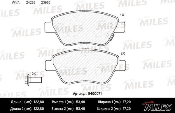 Колодки тормозные opel corsa d 06> передние - Miles E400071
