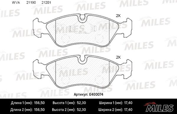 Колодки тормозные opel vectra a/b/daewoo espero 91-99 передние - Miles E400074
