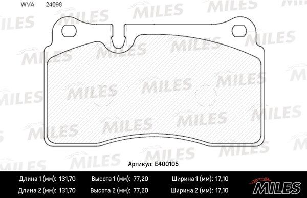 Колодки тормозные volkswagen touareg 02- передние - Miles E400105