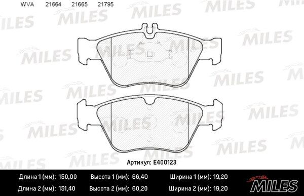 Колодки тормозные mercedes w210/w202/c208 2.0-2.8 передние - Miles E400123