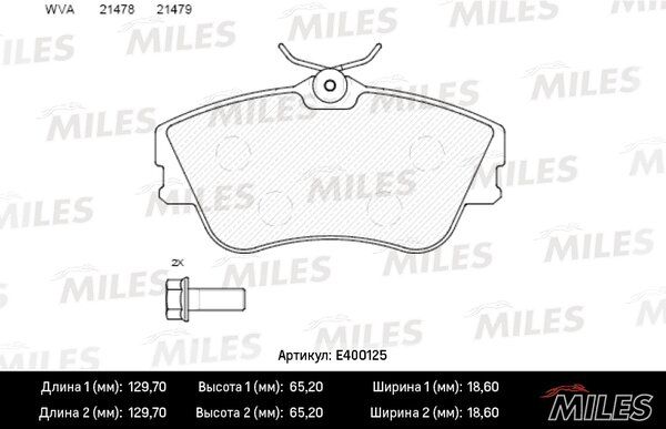 Колодки тормозные volkswagen T4 2.0/1.9d/2.4d 15 передние - Miles E400125
