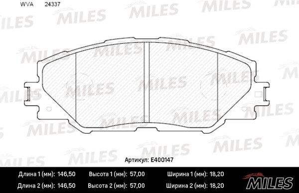 Колодки тормозные toyota RAV 4 05> передние - Miles E400147