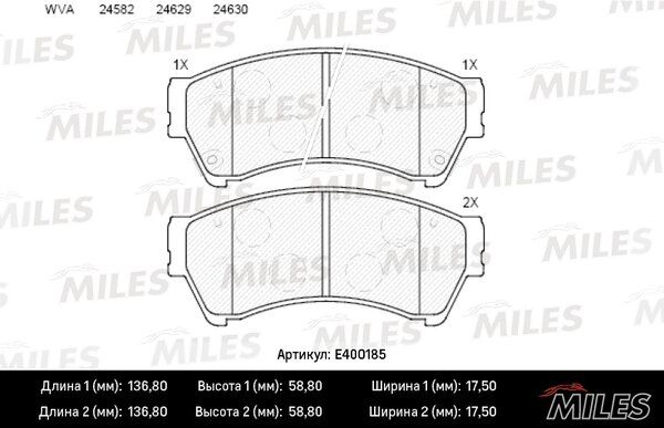 Колодки тормозные mazda 6 1.8-2.5 08- передние - Miles E400185