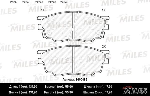 Колодки тормозные mazda 6 1.8 02- передние - Miles E400189